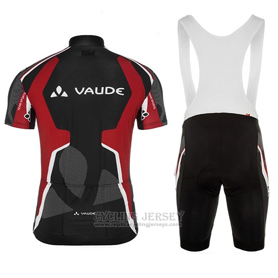2018 Cycling Jersey Vaude Black and Red Short Sleeve and Bib Short