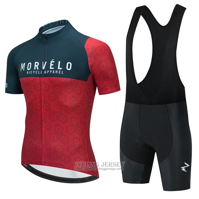 2021 Cycling Jersey Morvelo Red Deep Green Short Sleeve And Bib Short
