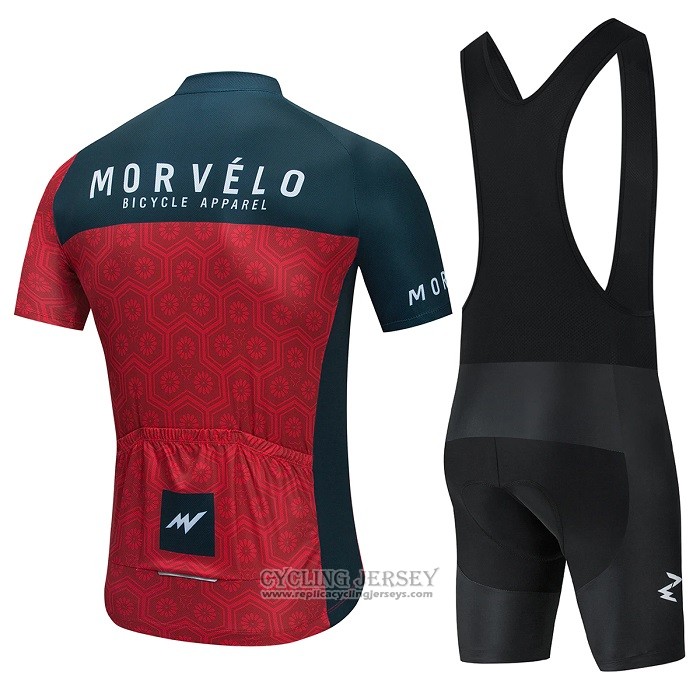 2021 Cycling Jersey Morvelo Red Deep Green Short Sleeve And Bib Short