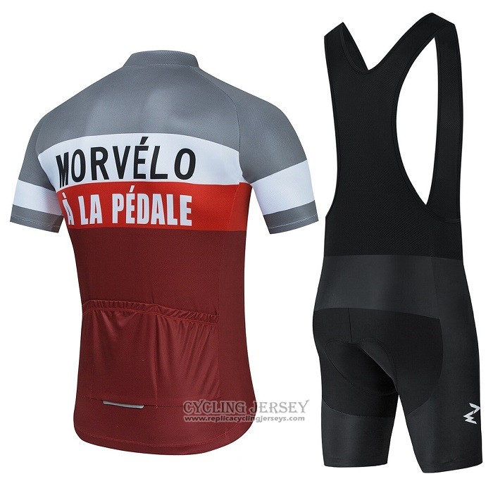 2021 Cycling Jersey Morvelo Red White Gray Short Sleeve And Bib Short