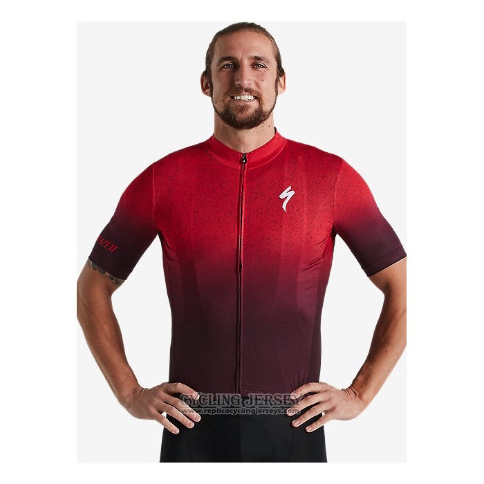 2021 Cycling Jersey Specialized Deep Red Short Sleeve And Bib Short