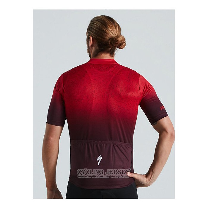 2021 Cycling Jersey Specialized Deep Red Short Sleeve And Bib Short