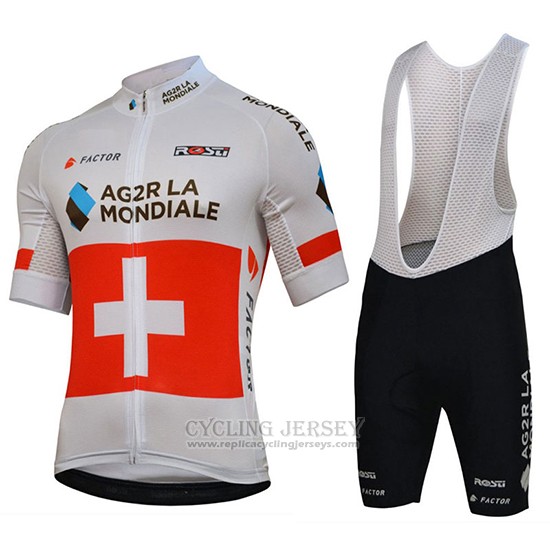 2018 Cycling Jersey Ag2r La Mondiale Champion Switzerland Short Sleeve And Bib Short Replica