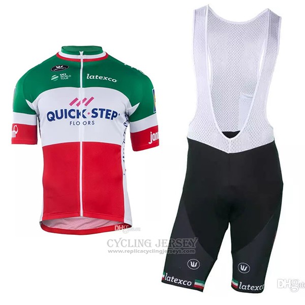 2018 2019 Cycling Jersey Quick Step Floors Champion Italy Short Sleeve And Bib Short Replica