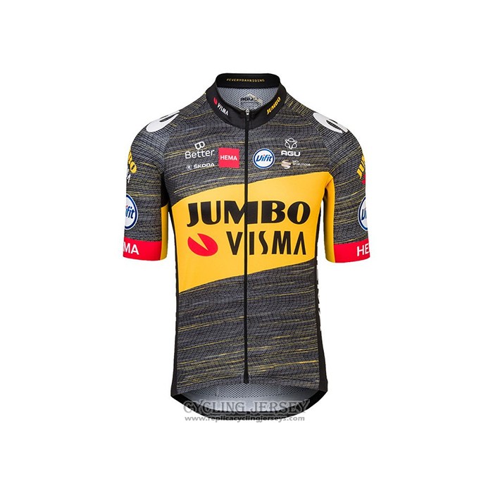 2021 Cycling Jersey Jumbo Visma Black Yellow Short Sleeve And Bib Short ...