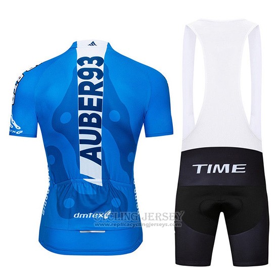 2019 Cycling Jersey Aqber93 Blue White Short Sleeve and Overalls