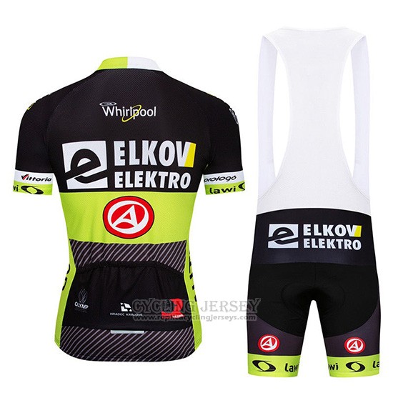 2019 Cycling Jersey Elkov Elektro Black Green Short Sleeve and Overalls