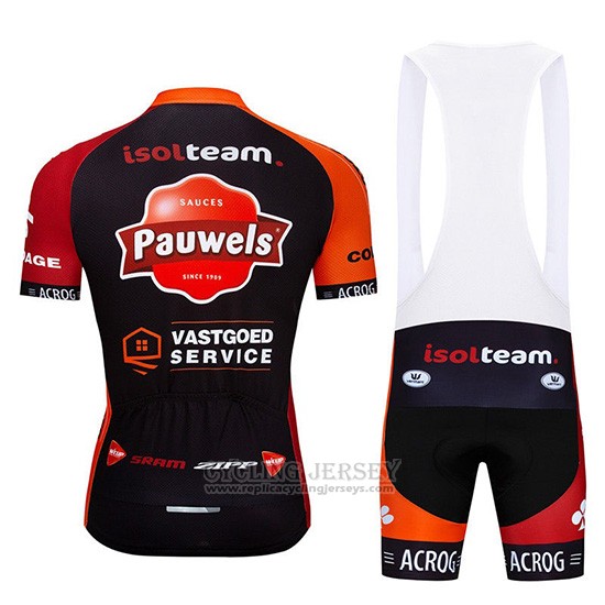 2019 Cycling Jersey Pauwels Black Orange Short Sleeve and Overalls