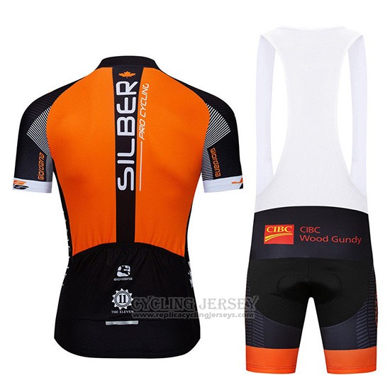 2019 Cycling Jersey Sliber Orange Black Short Sleeve and Overalls