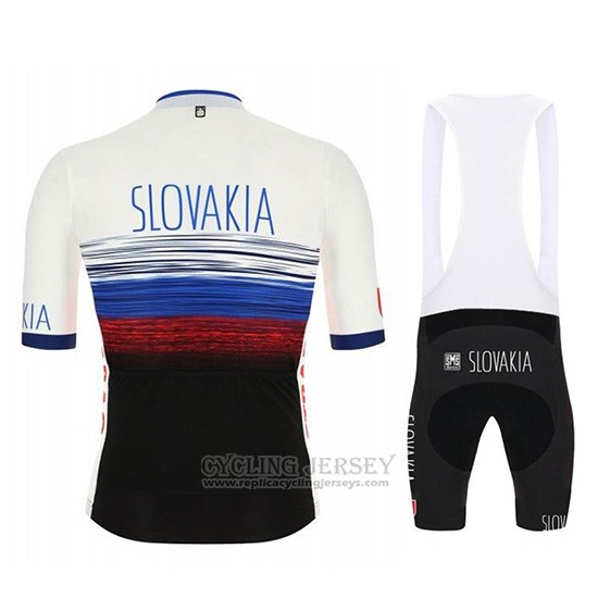 2019 Cycling Jersey Slowakeis White Blue Black Short Sleeve and Overalls