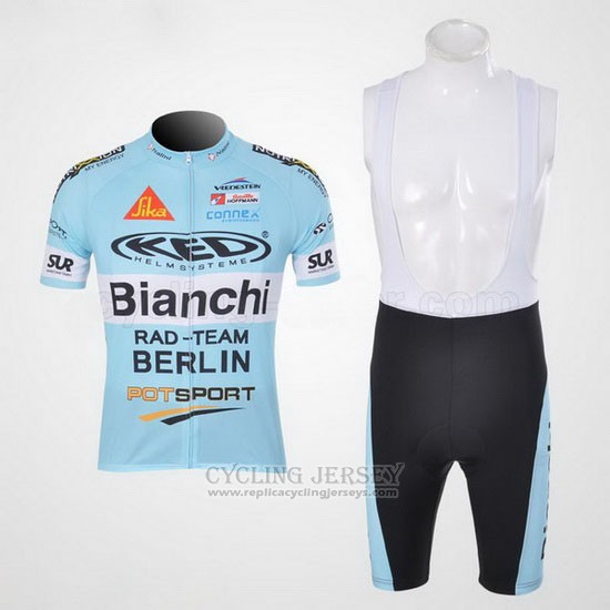 2010 Cycling Jersey Bianchi Light Blue Short Sleeve and Bib Short