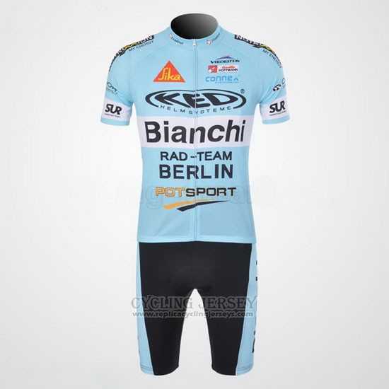 2010 Cycling Jersey Bianchi Light Blue Short Sleeve and Bib Short