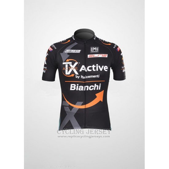 2012 Cycling Jersey Bianchi Black and Orange Short Sleeve and Bib Short