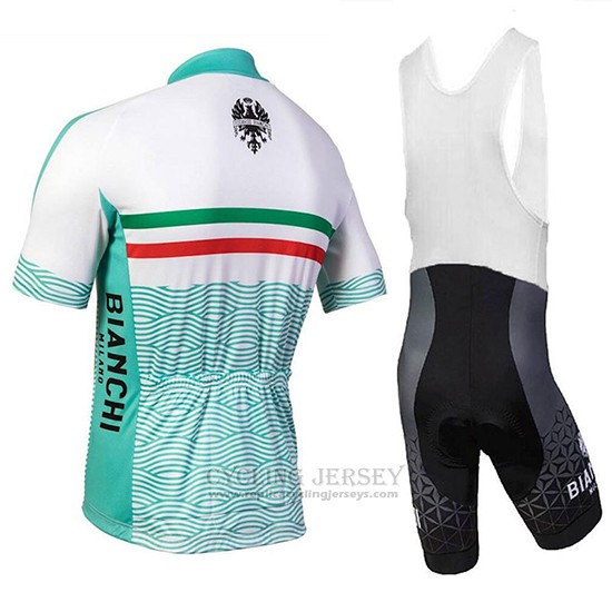 2018 Cycling Jersey Bianchi Attone White and Green Short Sleeve and Bib Short