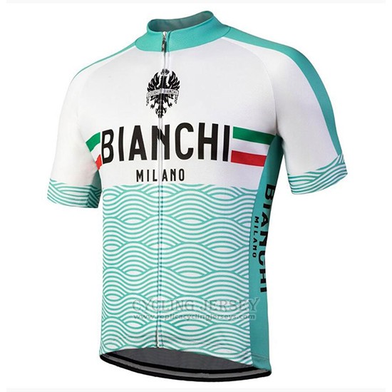 2018 Cycling Jersey Bianchi Attone White and Green Short Sleeve and Bib Short