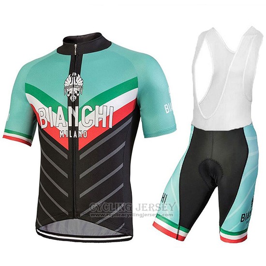 2018 Cycling Jersey Bianchi Tiera Light Green and Black Short Sleeve and Bib Short