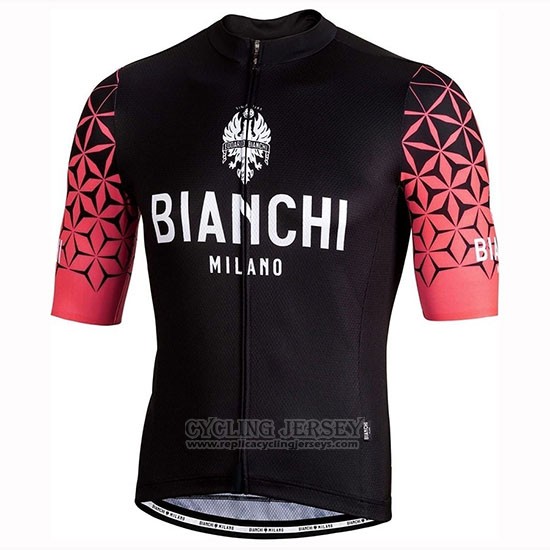 2019 Cycling Jersey Bianchi Milano Conca Black Red Short Sleeve and Bib Short