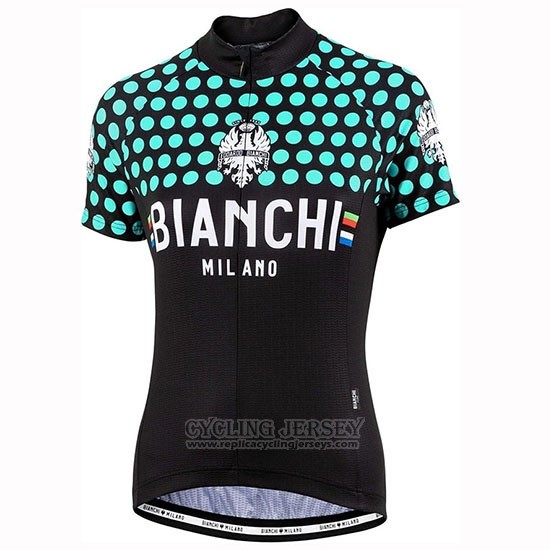 2019 Cycling Jersey Women Bianchi Dot Black Green Short Sleeve and Bib Short