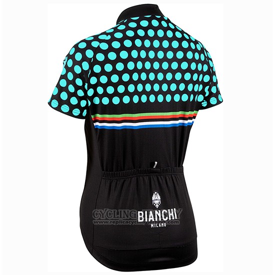 2019 Cycling Jersey Women Bianchi Dot Black Green Short Sleeve and Bib Short