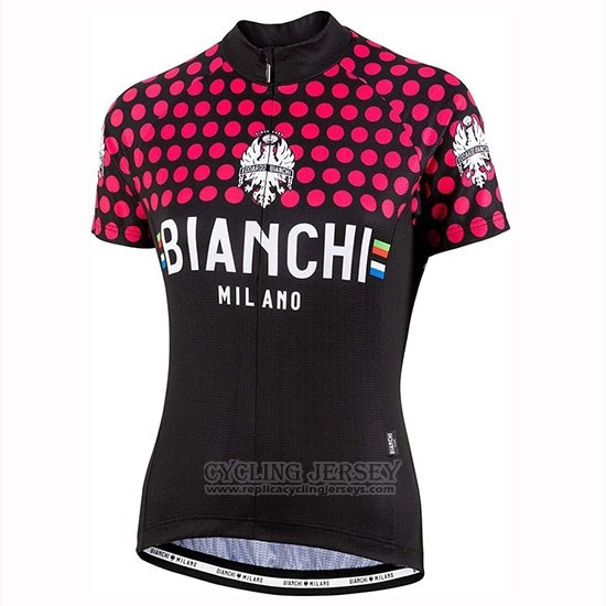 2019 Cycling Jersey Women Bianchi Dot Black Red Short Sleeve and Bib Short