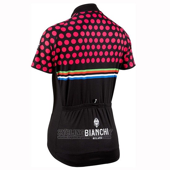 2019 Cycling Jersey Women Bianchi Dot Black Red Short Sleeve and Bib Short