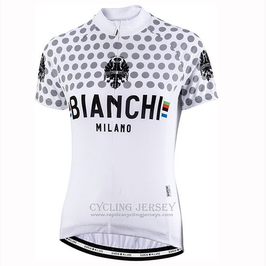 2019 Cycling Jersey Women Bianchi Dot White Short Sleeve and Bib Short
