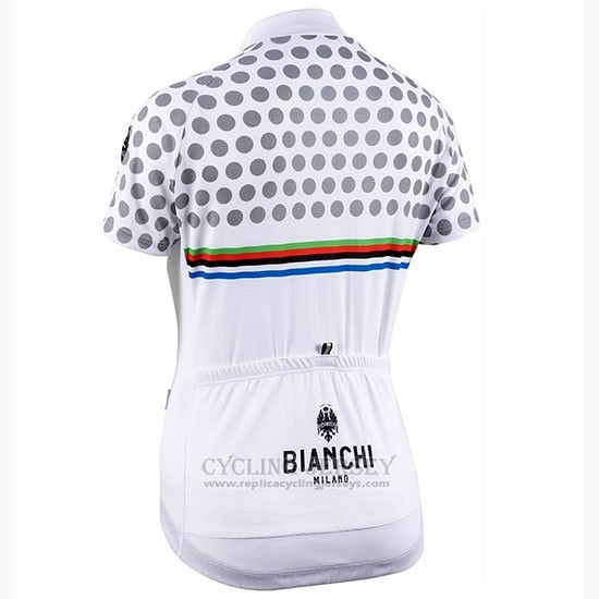 2019 Cycling Jersey Women Bianchi Dot White Short Sleeve and Bib Short