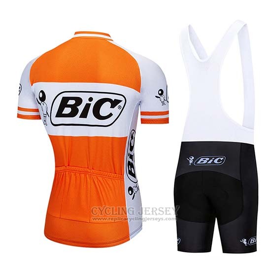 2019 Cycling Jersey Bic White Orange Short Sleeve and Bib Short