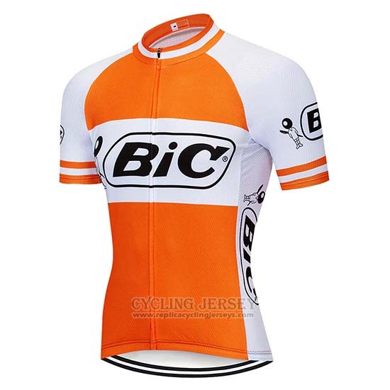 2019 Cycling Jersey Bic White Orange Short Sleeve and Bib Short