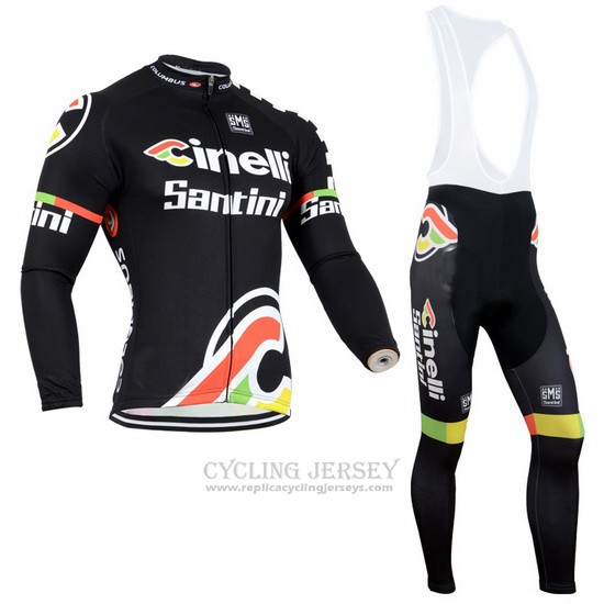 2014 Cycling Jersey Cinelli Santini Black Long Sleeve and Bib Tight