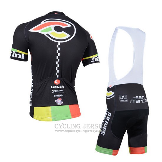 2014 Cycling Jersey Cinelli Santini Black Short Sleeve and Bib Short