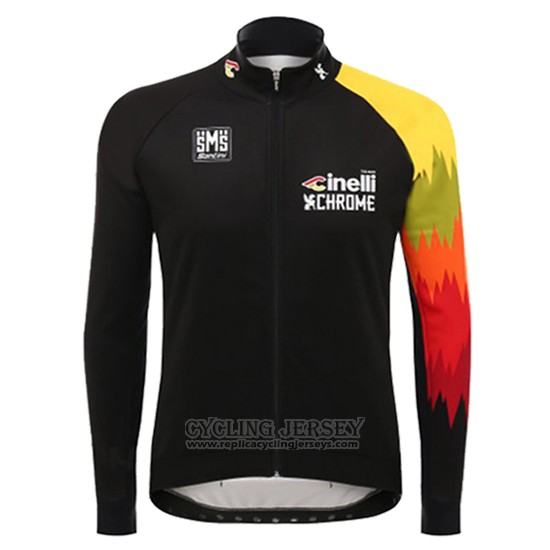 2016 Cycling Jersey Cinelli Chrome Black and Yellow Long Sleeve and Bib Tight