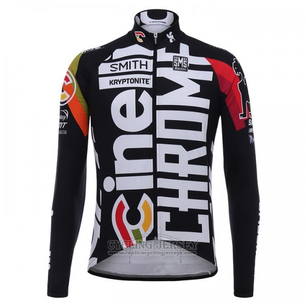 2017 Cycling Jersey Cinelli Chrome Black and White Long Sleeve and Bib Tight