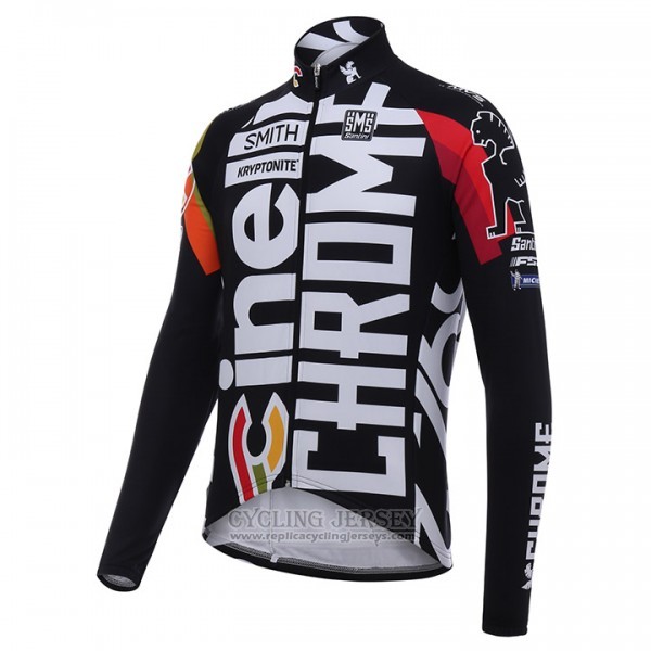 2017 Cycling Jersey Cinelli Chrome Black and White Long Sleeve and Bib Tight
