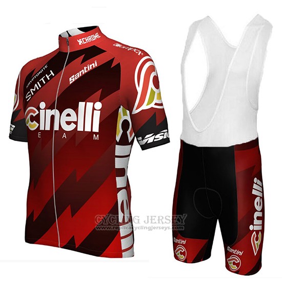 2018 Cycling Jersey Cinelli Chrome Dark and Red Short Sleeve and Bib Short