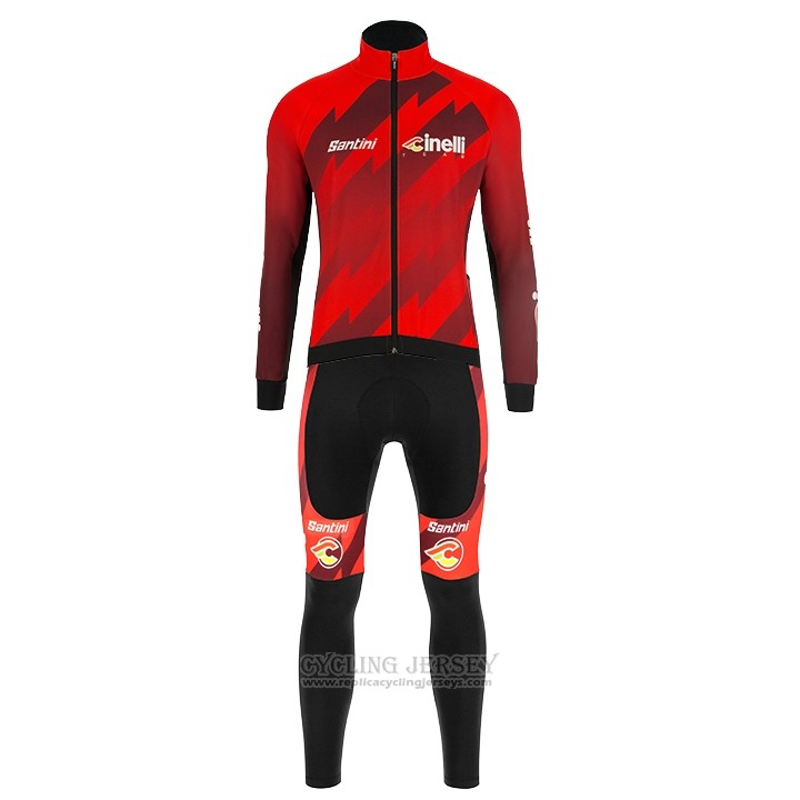 2018 Cycling Jersey Cinelli Dark Red Long Sleeve and Bib Tight