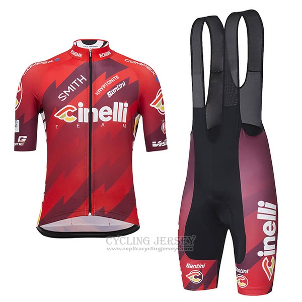 2018 Cycling Jersey Cinelli Dark Red Short Sleeve and Bib Short