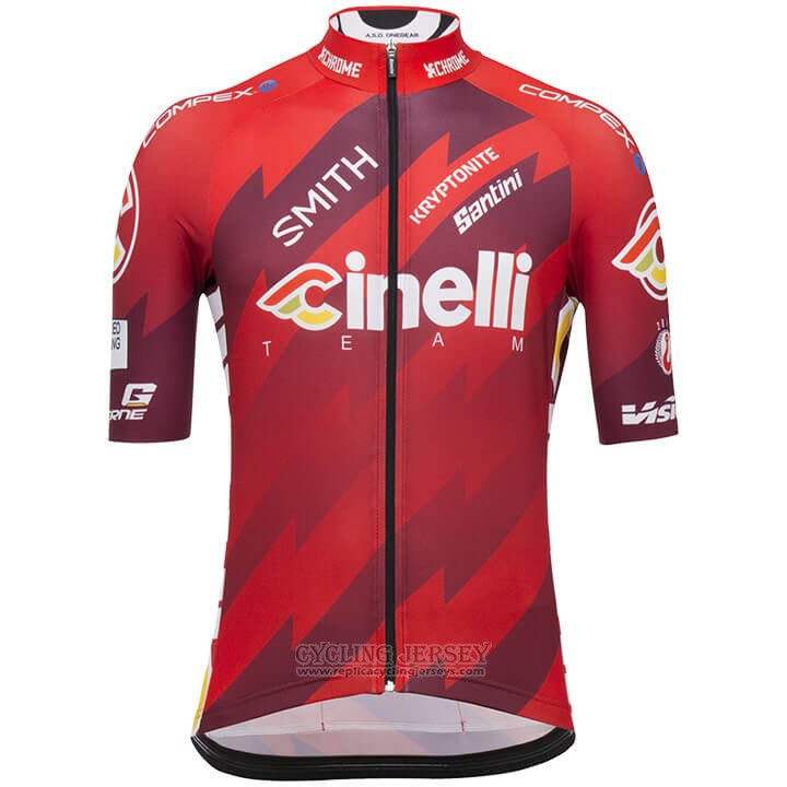 2018 Cycling Jersey Cinelli Dark Red Short Sleeve and Bib Short