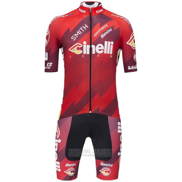 2018 Cycling Jersey Cinelli Dark Red Short Sleeve and Bib Short