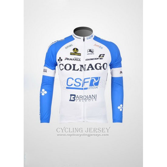 2012 Cycling Jersey Colnago Sky Blue and White Long Sleeve and Bib Tight