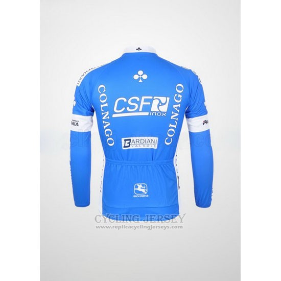 2012 Cycling Jersey Colnago Sky Blue and White Long Sleeve and Bib Tight
