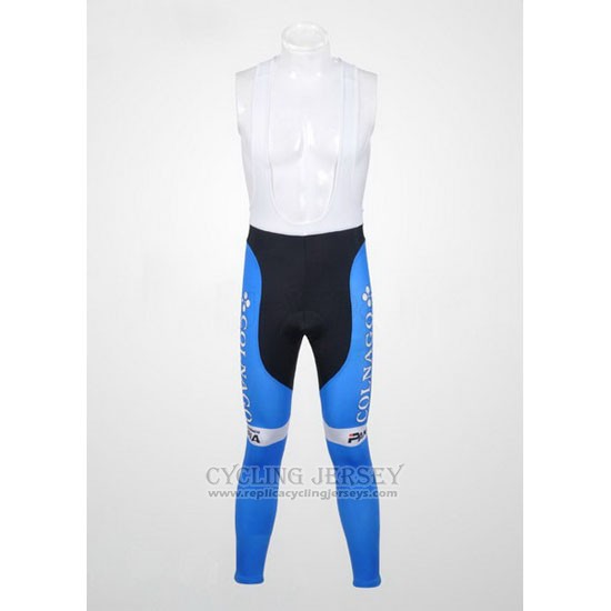 2012 Cycling Jersey Colnago Sky Blue and White Long Sleeve and Bib Tight