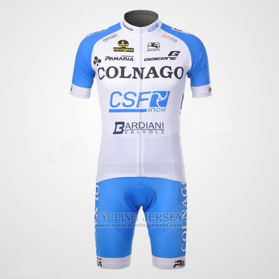 2012 Cycling Jersey Colnago Sky Blue and White Short Sleeve and Bib Short