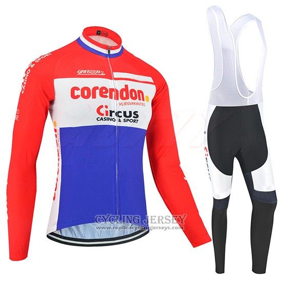 2019 Cycling Jersey Corendon Circus Red White Azul Long Sleeve And Bib Tight