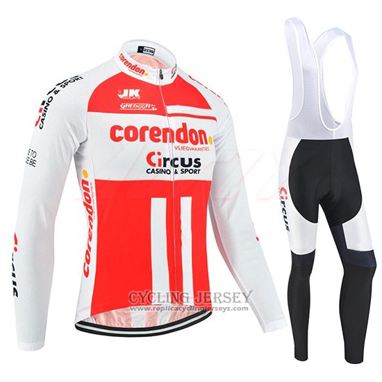 2019 Cycling Jersey Corendon Circus White Red Long Sleeve And Bib Tight