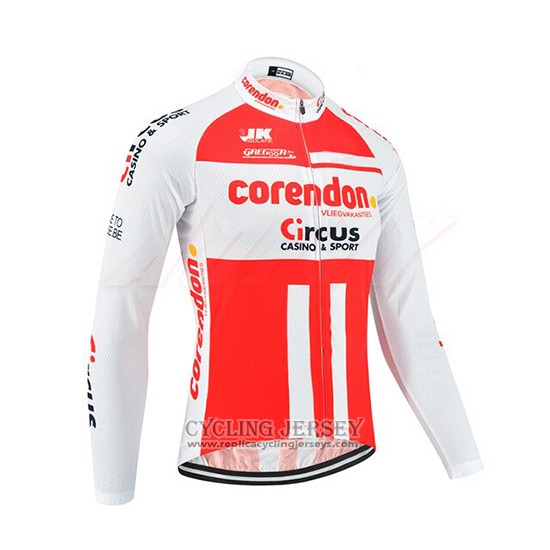 2019 Cycling Jersey Corendon Circus White Red Long Sleeve And Bib Tight