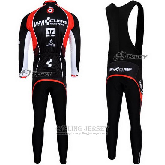 2012 Cycling Jersey Cube Black and Red Long Sleeve and Bib Tight