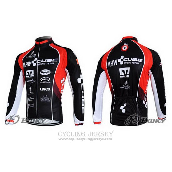 2012 Cycling Jersey Cube Black and Red Long Sleeve and Bib Tight