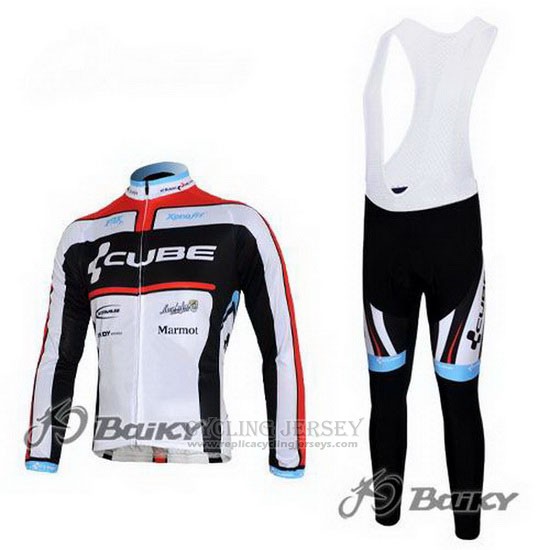 2012 Cycling Jersey Cube Black and White Long Sleeve and Bib Tight