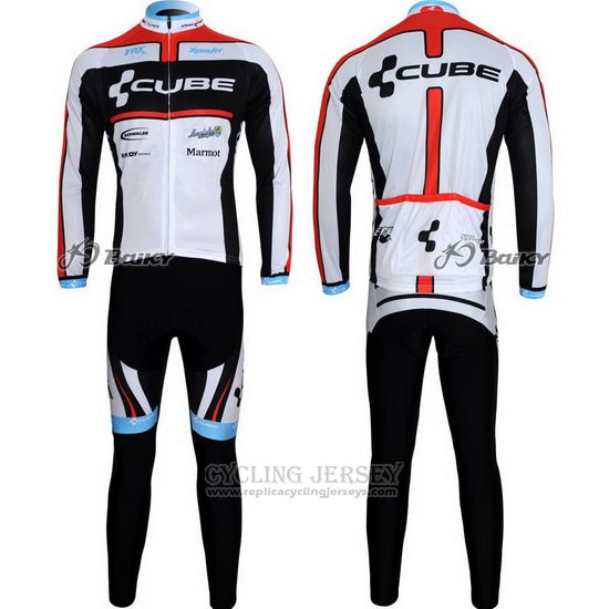 2012 Cycling Jersey Cube Black and White Long Sleeve and Bib Tight